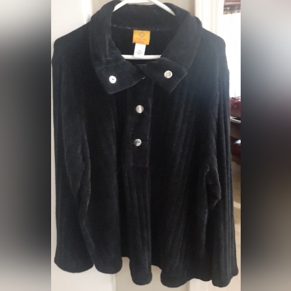 Ruby Rd. Woman Black 1/2 Button Up Ribbed Sweater - Size 2X - Picture 1 of 6